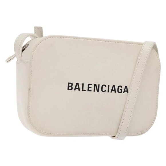 BALENCIAGA Shoulder Bag Leather White Silver - Picture 1 of 16